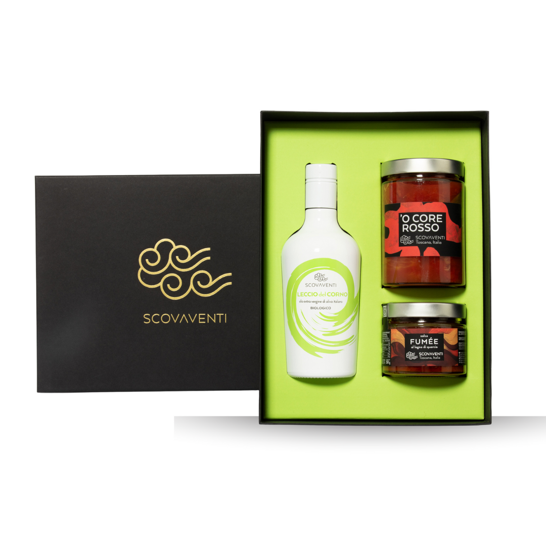 Confezione regalo -  Selezione olio extravergine di oliva 500ml + 1 vaso 500g + 1 vaso 314ml